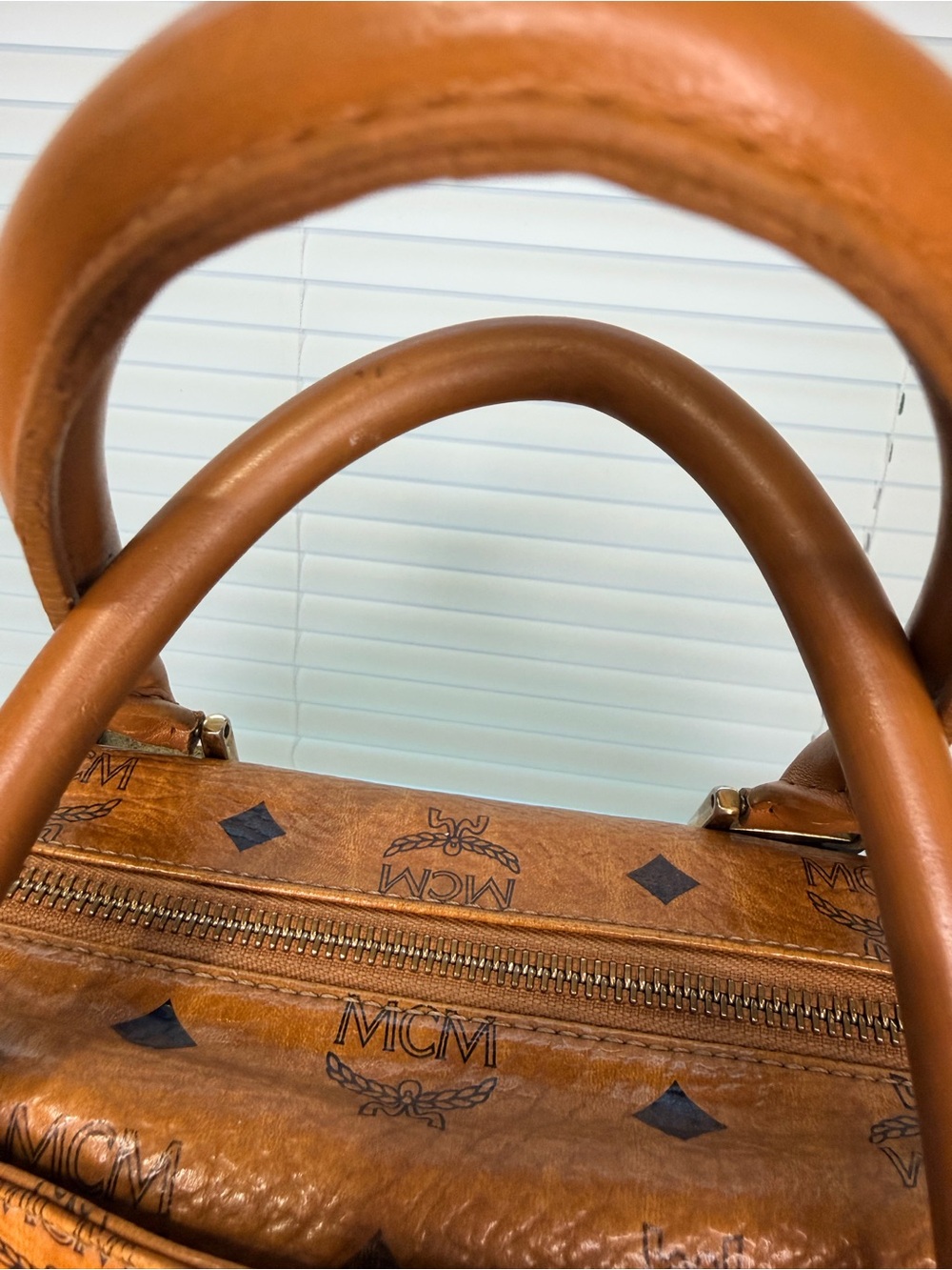 MCM Cognac Visetos Dome Satchel with Gold Hardware - Picture 9 of 12